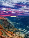 Dramatic Sunset Landscape Of A Large Open Pit Surface Mine